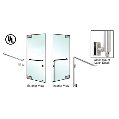CRL-Blumcraft® Brushed Stainless Left Hand Reverse Glass Mount Keyed Access "A" Exterior Bottom Securing Panic Handle