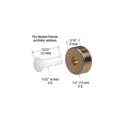 CRL 1/2" Steel Sliding Window Replacement Roller with Axle Pin for Premiere and Keller Windows