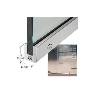 CRL Brushed Stainless 1-3/8" RH from Outside Tall Slender Profile Door Rail with Lock Custom Length