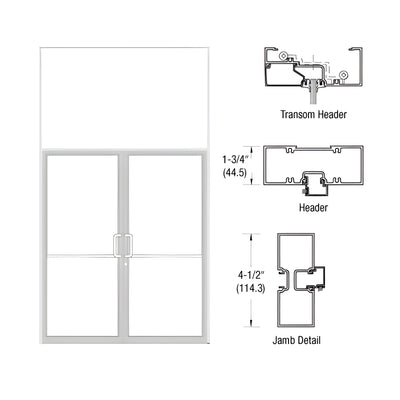 CRL-U.S. Aluminum White KYNAR® Paint Custom Sized Series 450 Tubular Butt Hinge Transom Frame Complete (2FT)