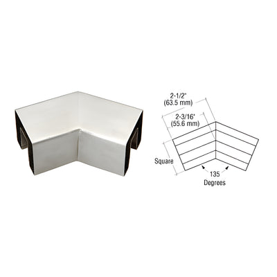 CRL Brushed Stainless 135 Degree Horizontal Corner for 1-1/2" Square Glass Cap Railing