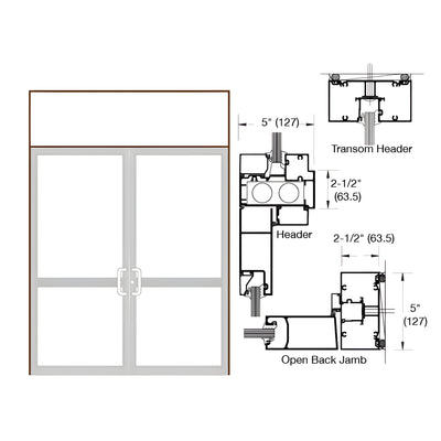 CRL-U.S. Aluminum Dark Bronze/Black Anodized Class 1 Series IG500 Custom Transom Door Frame for Geared Hinged, CVR Strike, and Overhead Concealed Closer