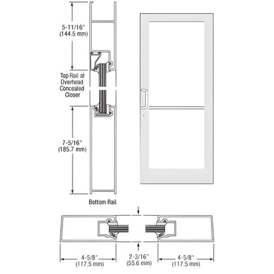 CRL-U.S. Aluminum White KYNAR® Paint IG500 Series Custom Single StormFront™ Butt Hinged Entrance for Overhead Concealed Closer