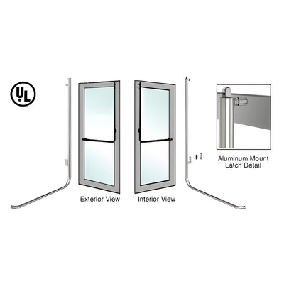 CRL-Blumcraft® Brushed Stainless Left Hand Reverse Aluminum Door Mount No Cylinder "D" Exterior, Top Securing Panic Handle
