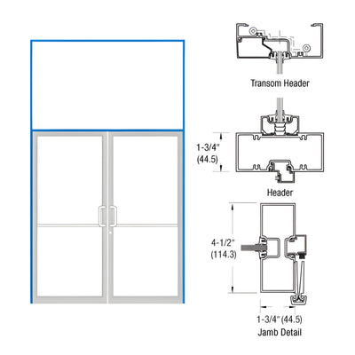 CRL-U.S. Aluminum Custom KYNAR® Paint Custom Sized Series 450 Tubular Gear Hinge Transom Frame Complete (2FT)
