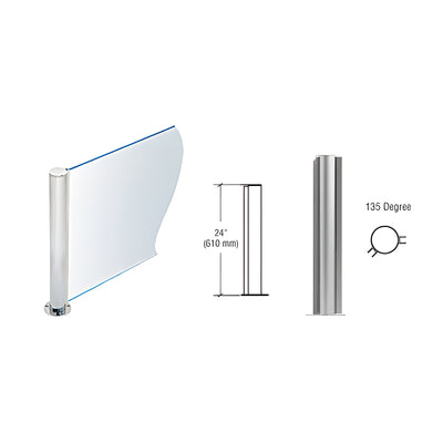 CRL Brushed Stainless 24" Round PP08 Elegant Series Counter/Partition 135 Degree Post