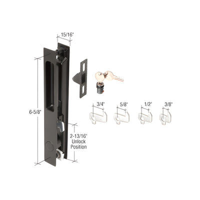 CRL Black Mid-Latch Flush Door Handle