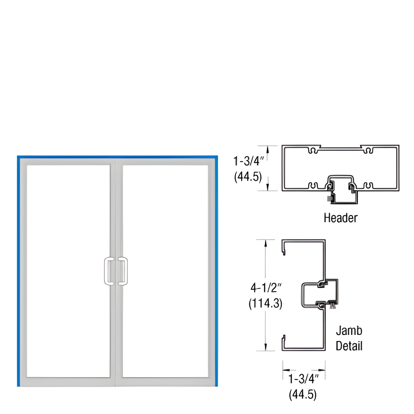 CRL-U.S. Aluminum Open-Back Frame for Double Doors w/ Panic Hardware