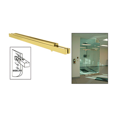 CRL Satin Brass Single Narrow Floating Header with Surface Mounted Top Pivots - Custom Length