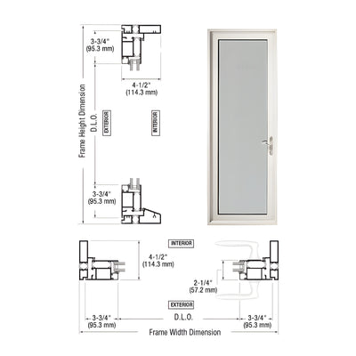 Custom Series 900 White KYNAR® Paint Hinged Right Swing Out Terrace Single Door with 3-3/4" Bottom Rail and Standard Threshold