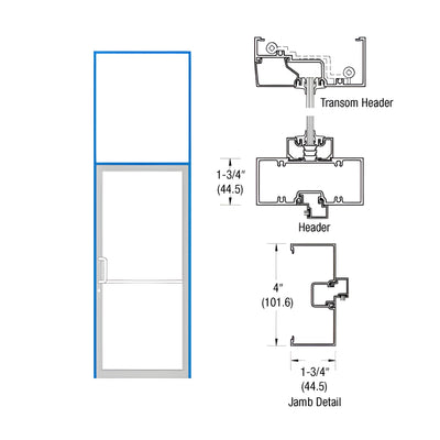 CRL-U.S. Aluminum Clear Anodized Open Back Transom Frame for Single Left Hand Door Prepped for Butt Hung Surface Mount