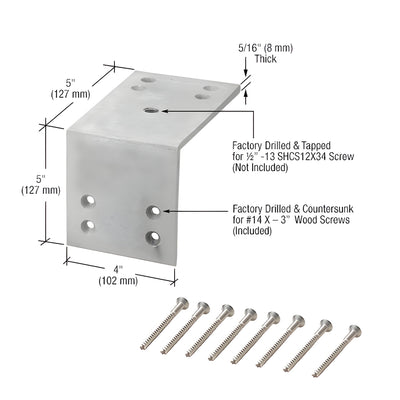 CRL Zinc Plated Wood Mount L-Angle Kit 1/2"-13