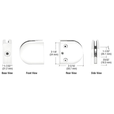CRL White Z-Series Round Type Flat Base Zinc Clamp for 1/2" Glass