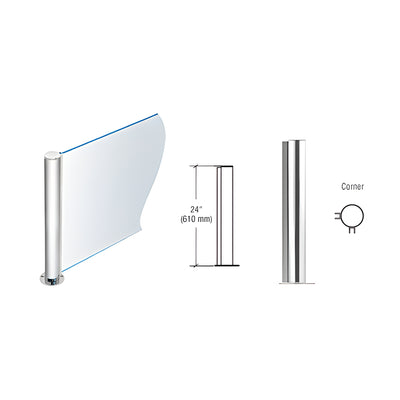 CRL Polished Stainless 24" Round PP08 Elegant Series Counter/Partition Corner Post