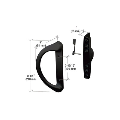 CRL Black Sliding Glass Door Handle" Center-to-Center Screw Holes
