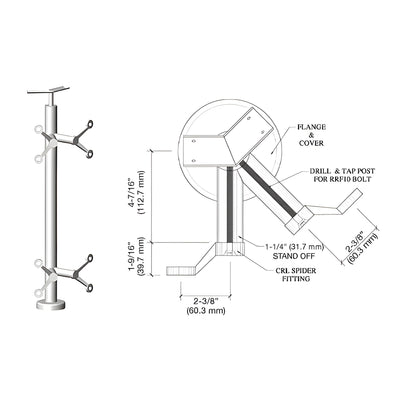 CRL Polished Stainless 42" P6 Series Spider 135 Degree Angle Post Railing Kit