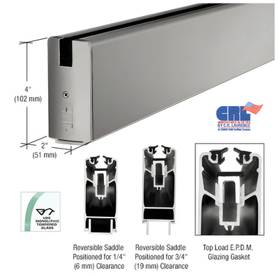 CRL Brushed Stainless 4" x 120" Length Square Sidelite Rail