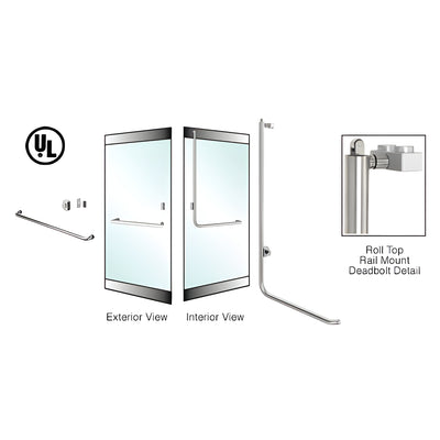 CRL-Blumcraft® Brushed Stainless Left Hand Reverse Roll Top Rail Mount Cylinder/Thumbturn "A" Exterior Top Securing Deadbolt Handle
