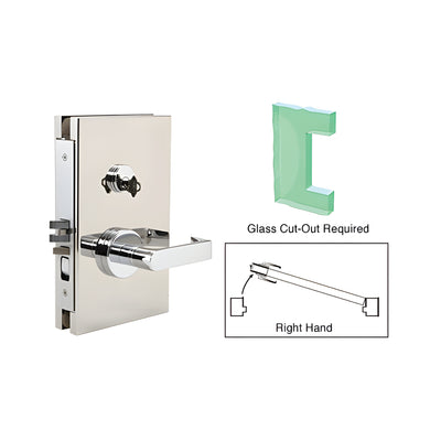 CRL Polished Stainless 6" x 10" RH Center Lock with Deadlatch in Office Function