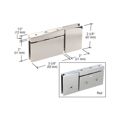 CRL Polished Nickel Cardiff Top or Bottom Mount Pivot with Attached U-Clamp Hinge