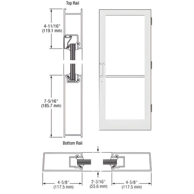 CRL-U.S. Aluminum White KYNAR® Paint IG500 Series Custom Single StormFront™ Butt Hinged Entrance Door for Surface Mount Door Closer