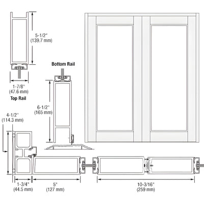 CRL-U.S. Aluminum White KYNAR® Paint Blank Pair Series 850 Durafront Wide Stile Offset Hung Entrance Doors - No Prep