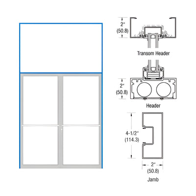 CRL-U.S. Aluminum Custom Size 451 Series Dark Bronze/Black Anodized Class 1 Blank Transom Frame (2FT)