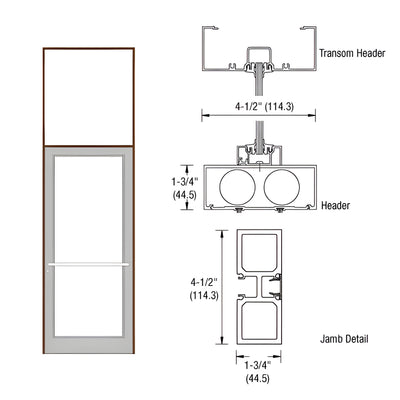 CRL-U.S. Aluminum Dark Bronze/Black Anodized Class 1 39-1/2" x 126" Series DF800 Tubular Center Hung Transom Frame Complete (1FT)