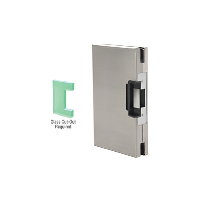 CRL Brushed Stainless 6" x 10" LH/RHR Custom Center Lock Glass Keeper With Deadlatch Electric Strike