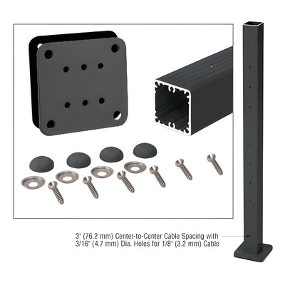 CRL Matte Black 42" Surface Mount Cable Center Post Kit for 200, 300, 350, and 400 Series Rails