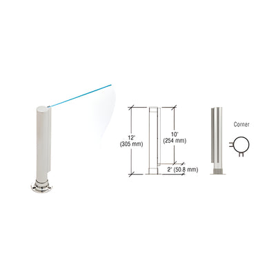 CRL Brushed Stainless 12" Round PP01 Elegant Series Counter/Partition Corner Post With Air Space