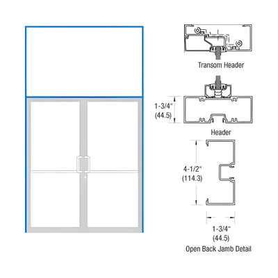 CRL-U.S. Aluminum Bronze Black Anodized Double Door 75-1/2" x 85-3/4" 450 Series Transom Frame for Offset Pivot Using Surface Mount Closers