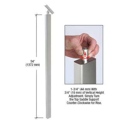 CRL P9 Series Polished Stainless 54" Railing Post with Adjustable Saddle