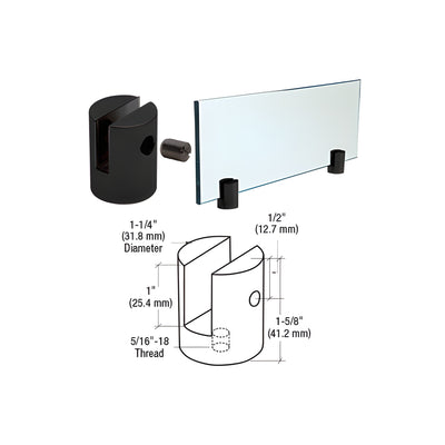 CRL Matte Black Slot Mount Standoff for 1/2" Panels