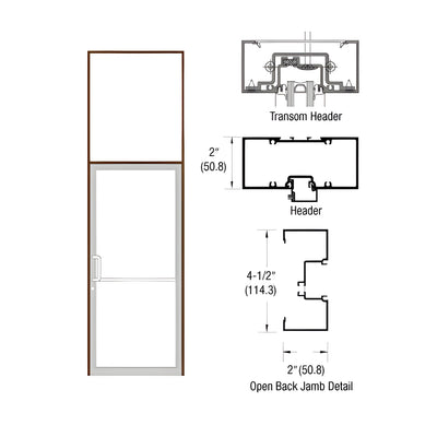 CRL-U.S. Aluminum Dark Bronze/Black Anodized Class 1 Custom Size Series IT451 Open Back Butt Hinge Transom Frame Complete (1FT)