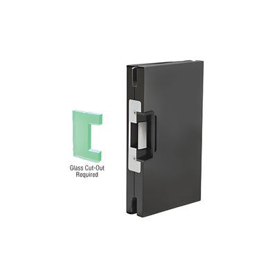 CRL Matte Black 6" x 10" RH/LHR Custom Center Lock Glass Keeper with Deadlatch Electric Strike