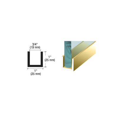 CRL Brushed Stainless Anodized Wet / Dry Glaze 1" Deep U-Channel Custom Length
