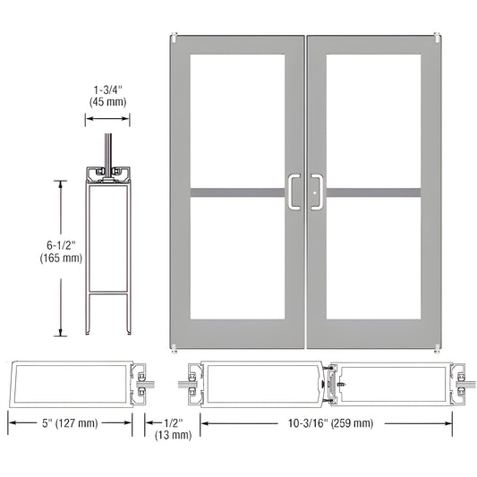 CRL-U.S. Aluminum Offset Pivot Wide-Stile Door Pair Panic Hardware