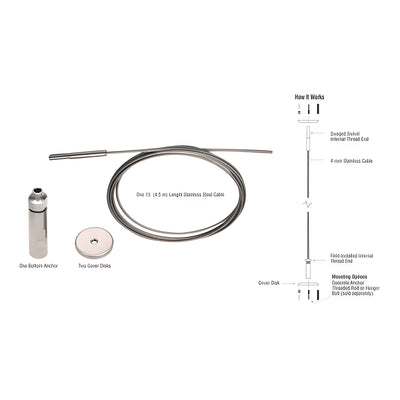 CRL Floor-to-Ceiling Cable Kit for 3/8" to 1/2" Glass