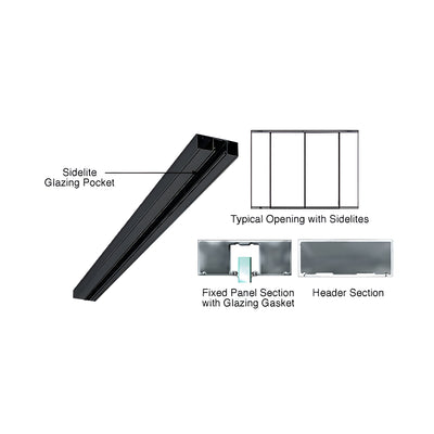 CRL Black Powder Coated 6" Header With Glazing Pocket Only Custom Length