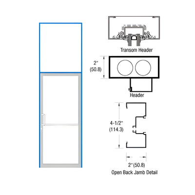 CRL-U.S. Aluminum Custom KYNAR® Paint Custom Size Series IT451 Open Back Butt Hinge Transom Frame Complete (1FT)