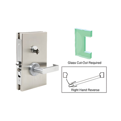 CRL Brushed Stainless 6" x 10" RHR Center Lock With Deadlatch in Office Function