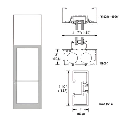 CRL-U.S. Aluminum Clear Anodized Class 1 40" x 126" Series DF800 Tubular Center Hung Transom Frame Complete (1FT)