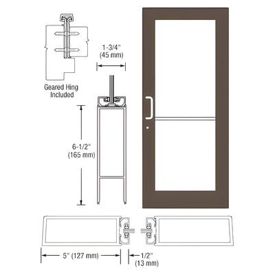 CRL-U.S. Aluminum Bronze Black Anodized Custom Single Series 550 Wide Stile Geared Hinge Entrance Door for Surface Mount Door Closer