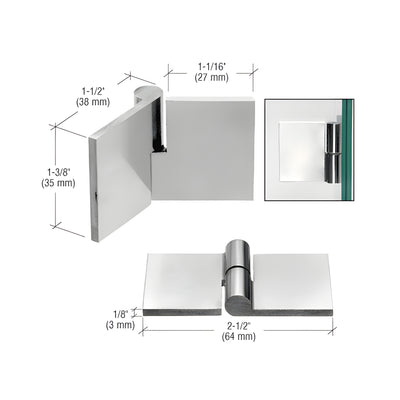 CRL Polished Stainless Left Hand UV Bond Glass-to-Glass Hinge