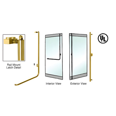 CRL-Blumcraft® Satin Brass Right Hand Reverse Rail Mount Keyed Access "F" Exterior, Top Securing Panic Handle