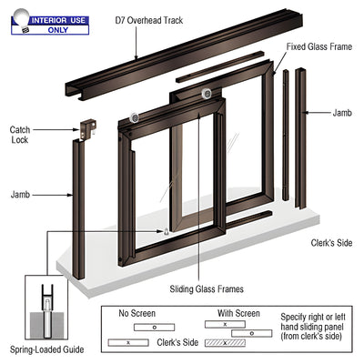 CRL Horizontal Sliding Florence Model Pass-Thru Assembly With D7 Header / No Screen