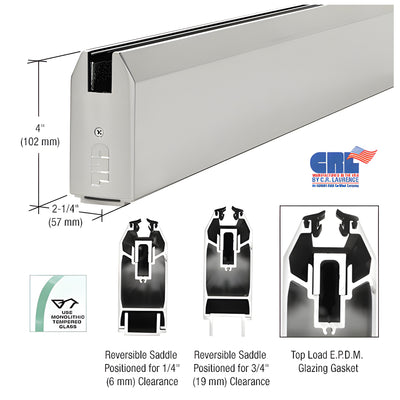 CRL Satin Anodized 4" Tapered Sidelite Rail