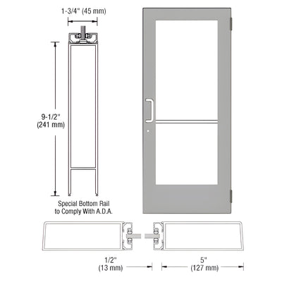 CRL-U.S. Aluminum Clear Anodized Custom Size Single Series 550 Wide Stile Butt Hinge Entrance Door ADA/Title 24
