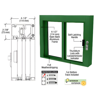 CRL KYNAR® Painted Bullet Resistant Level 1 Exterior Manual Sliding Service Window